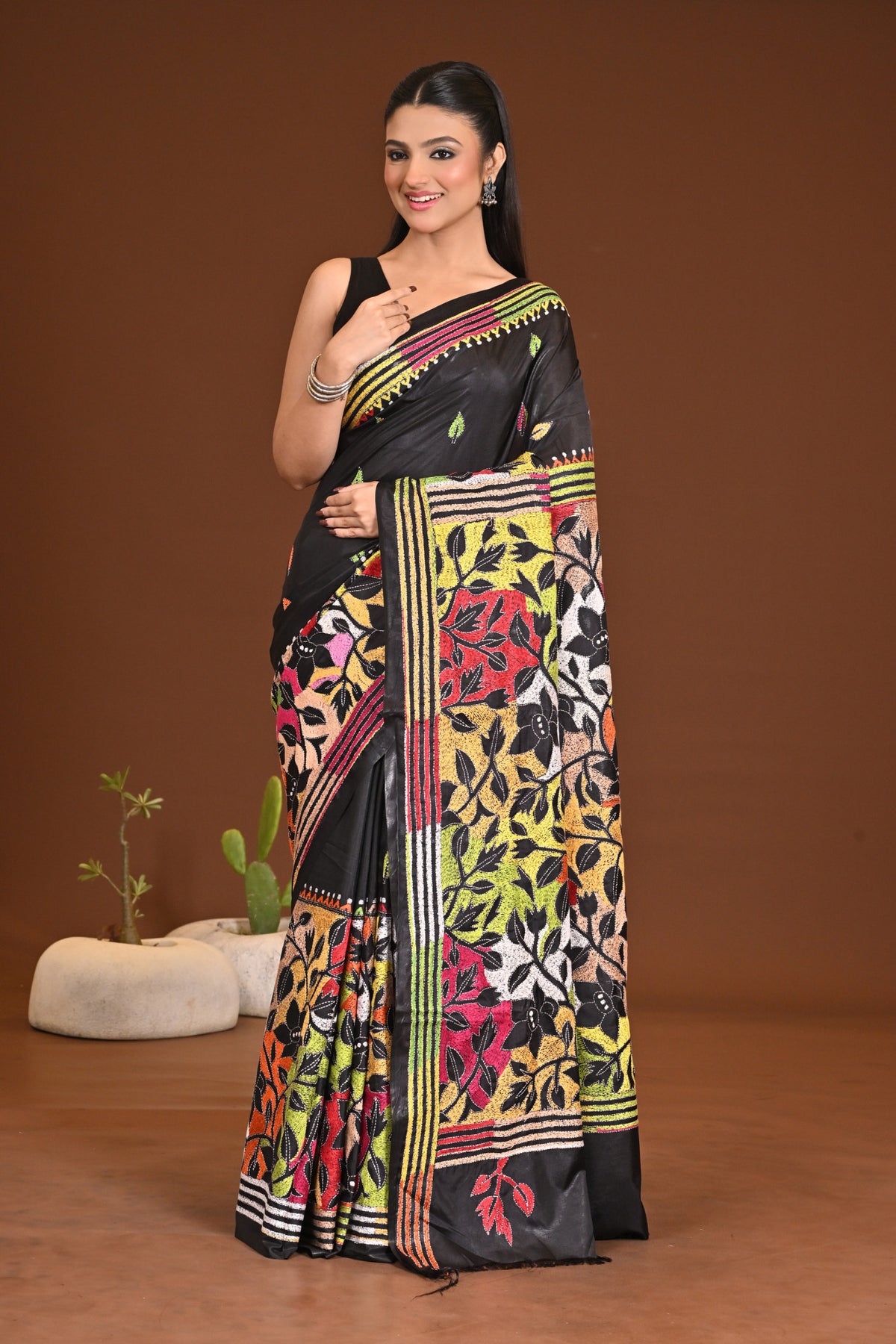 BLENDED SILK KANTHA SAREE