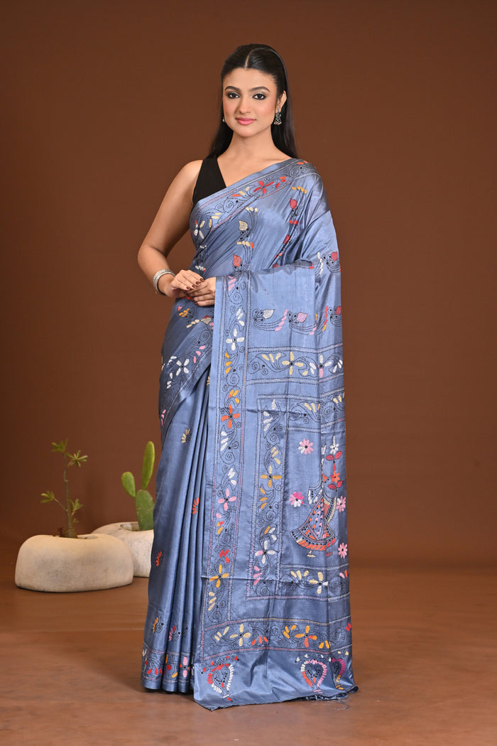 BLENDED SILK KANTHA SAREE
