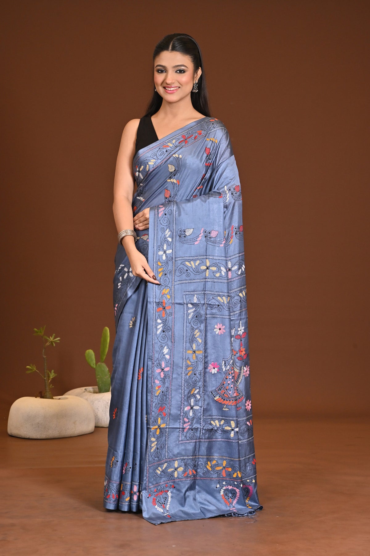 BLENDED SILK KANTHA SAREE