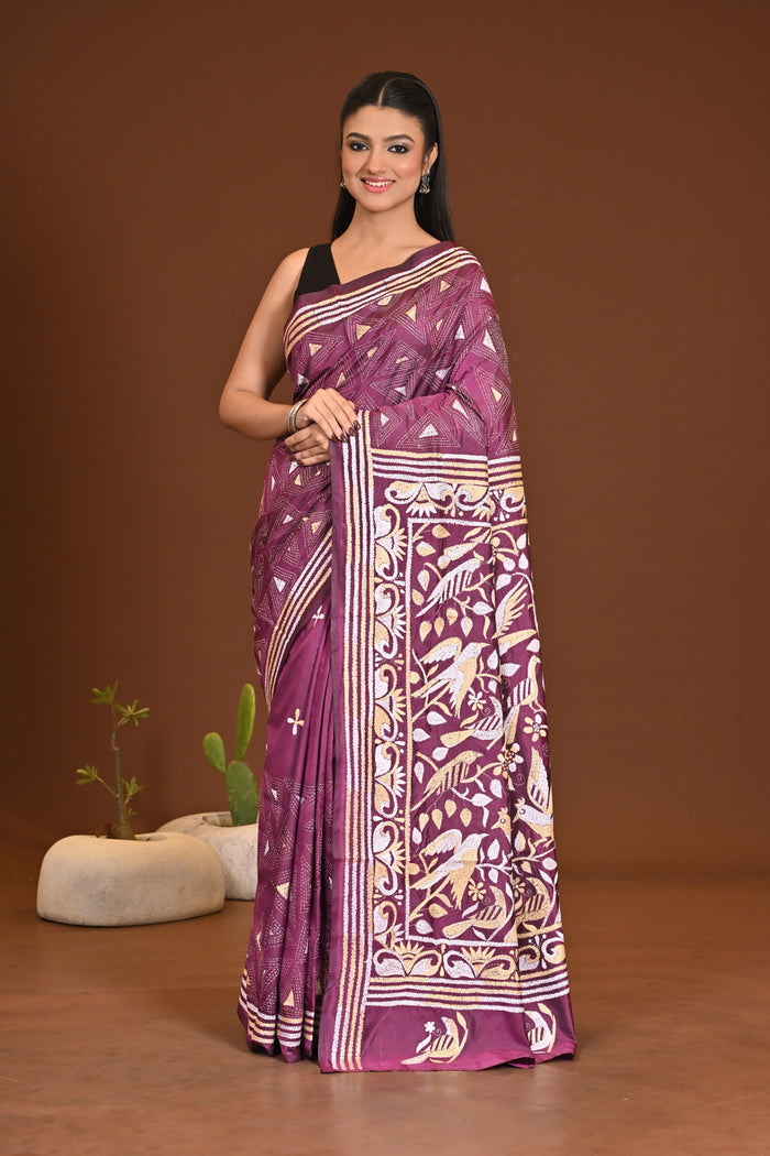 BLENDED SILK KANTHA SAREE