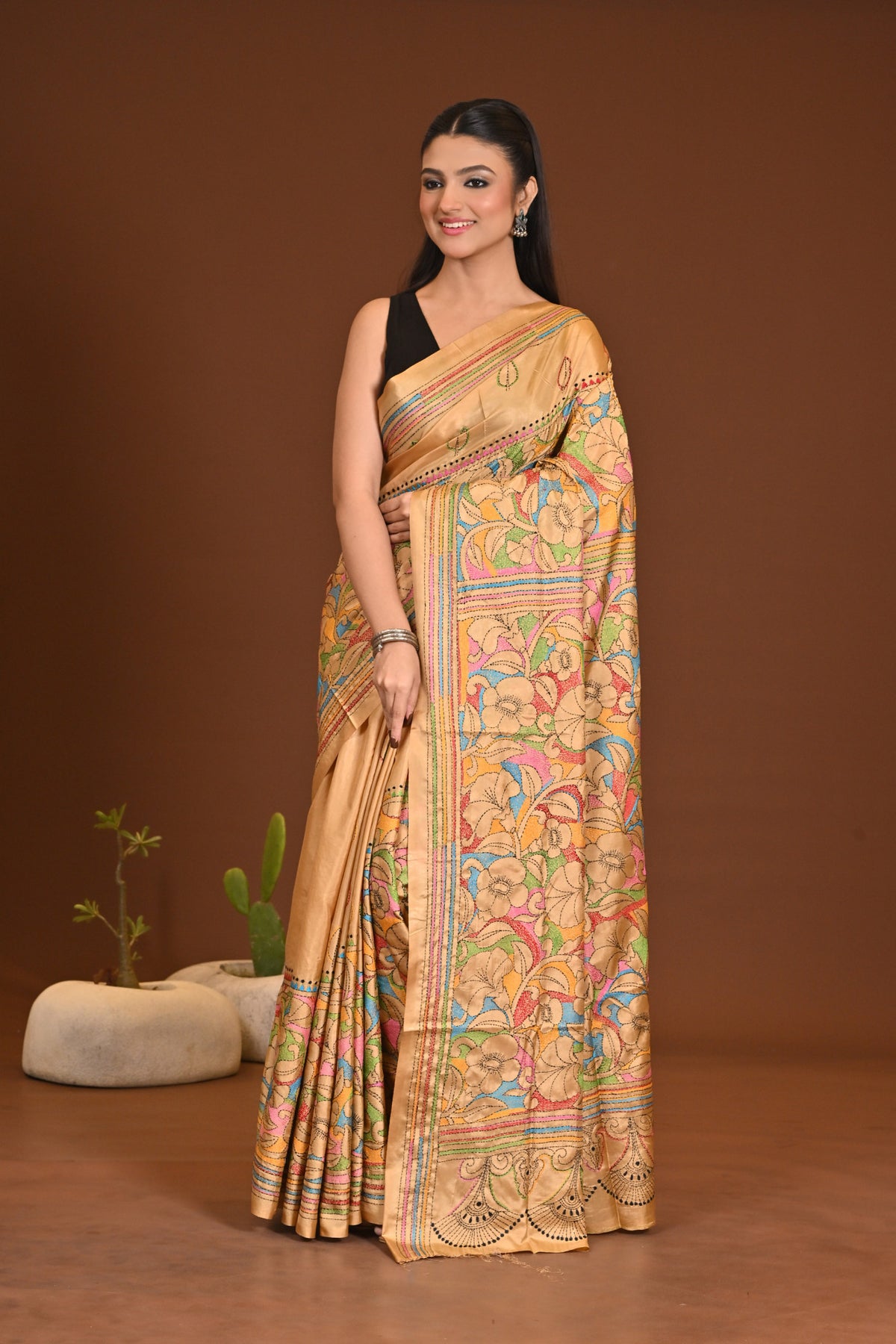 BLENDED SILK KANTHA SAREE