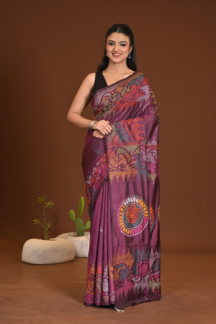 BLENDED SILK KANTHA SAREE