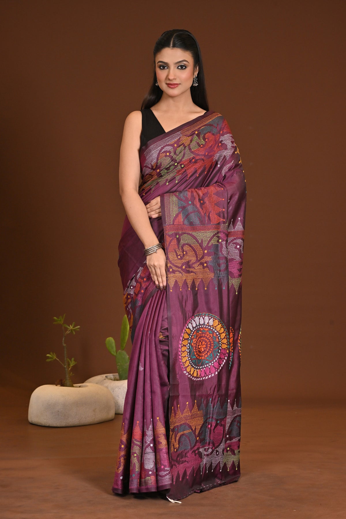 BLENDED SILK KANTHA SAREE