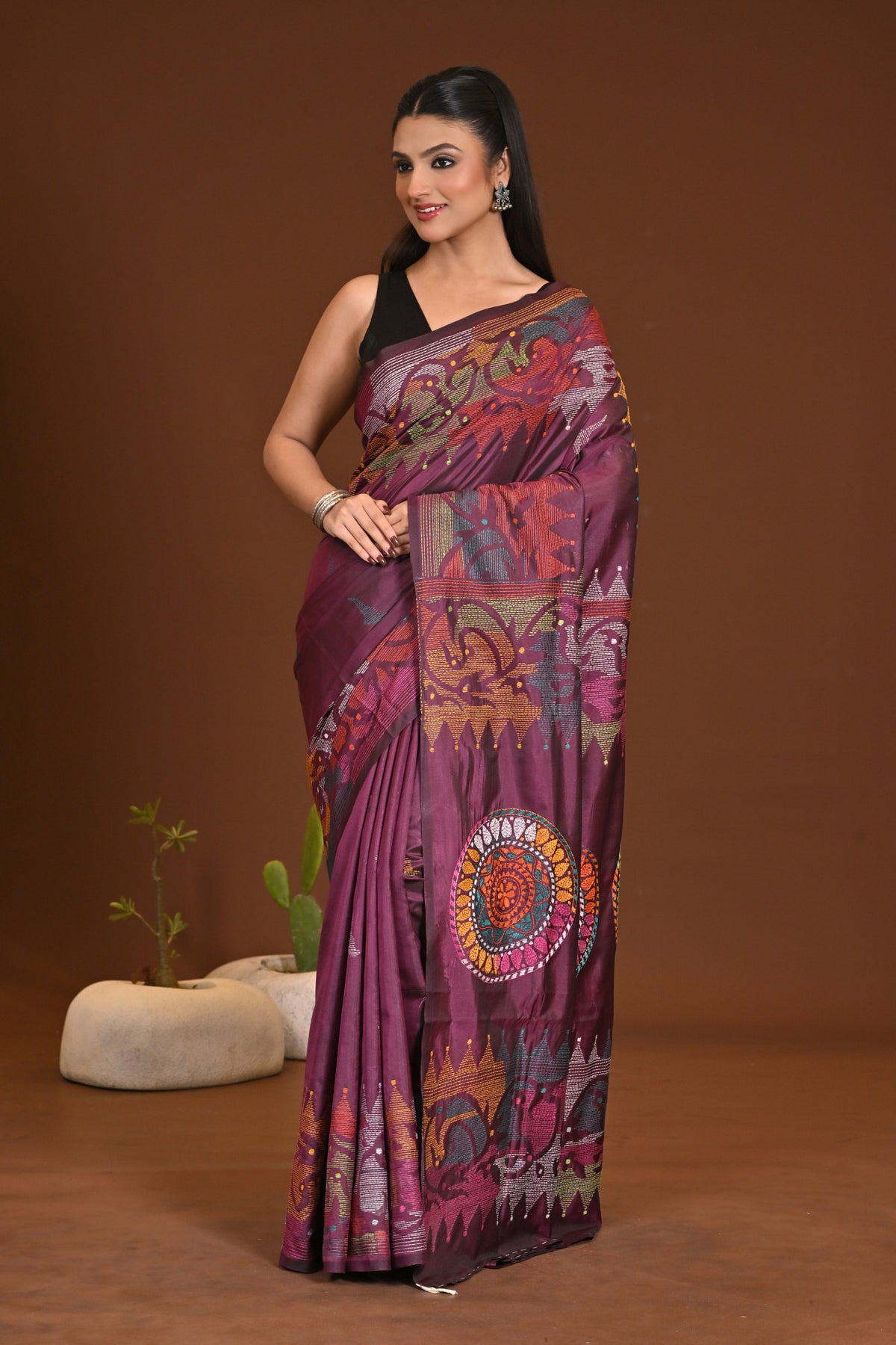 BLENDED SILK KANTHA SAREE