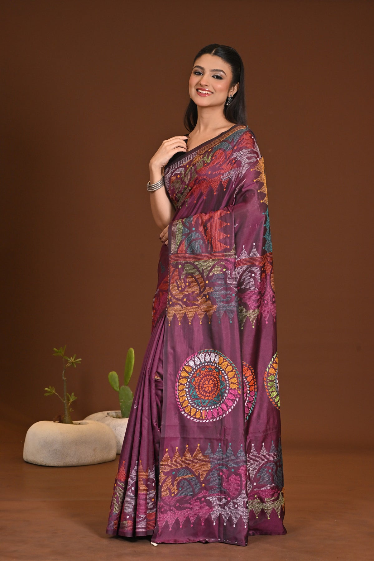 BLENDED SILK KANTHA SAREE
