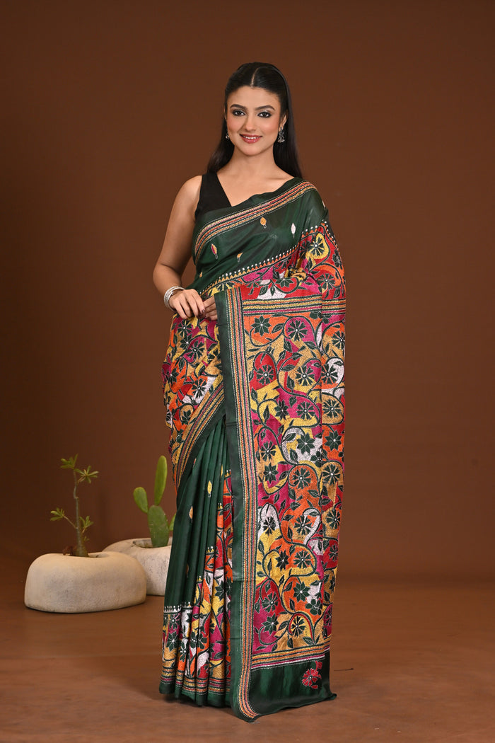 BLENDED SILK KANTHA SAREE