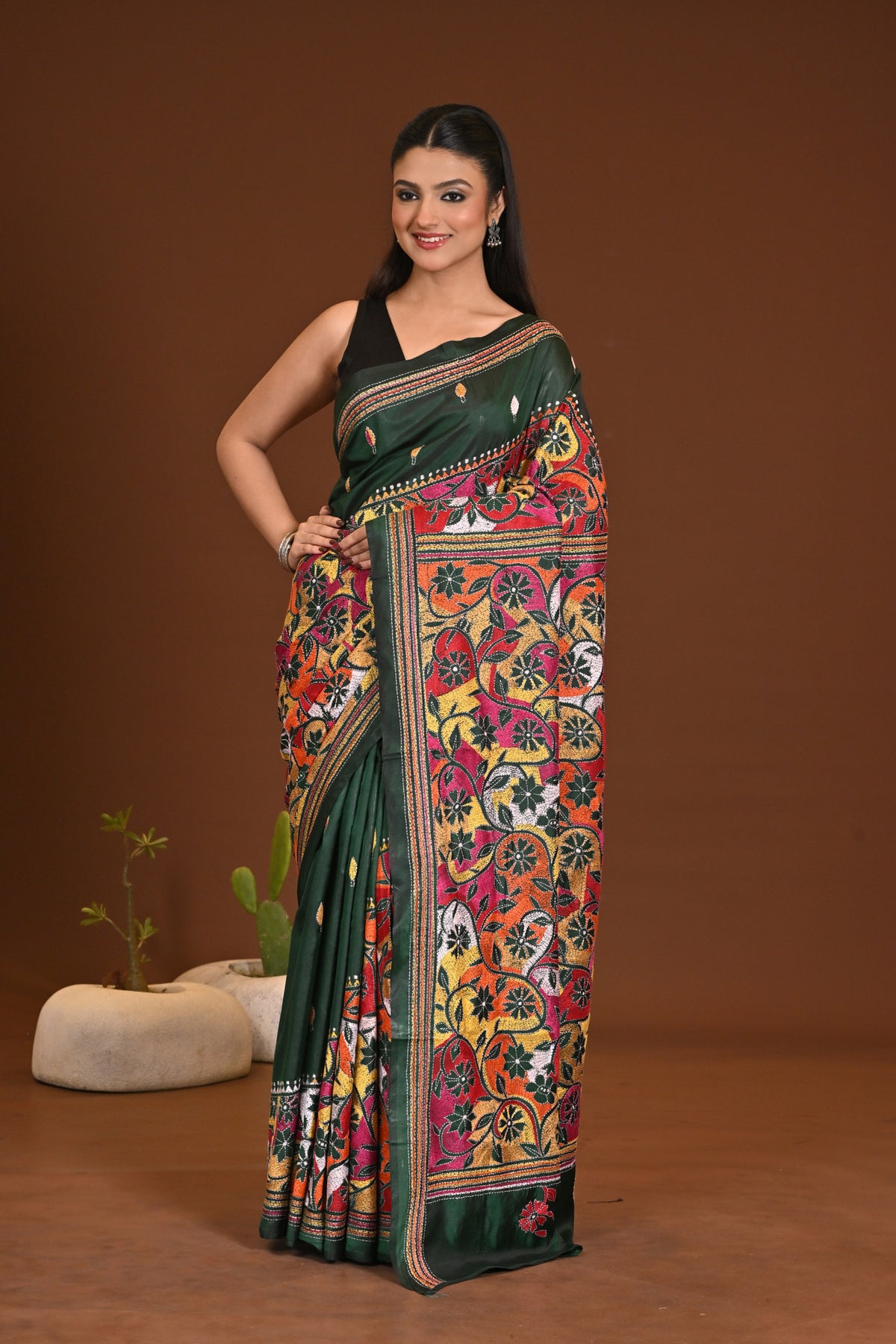 BLENDED SILK KANTHA SAREE
