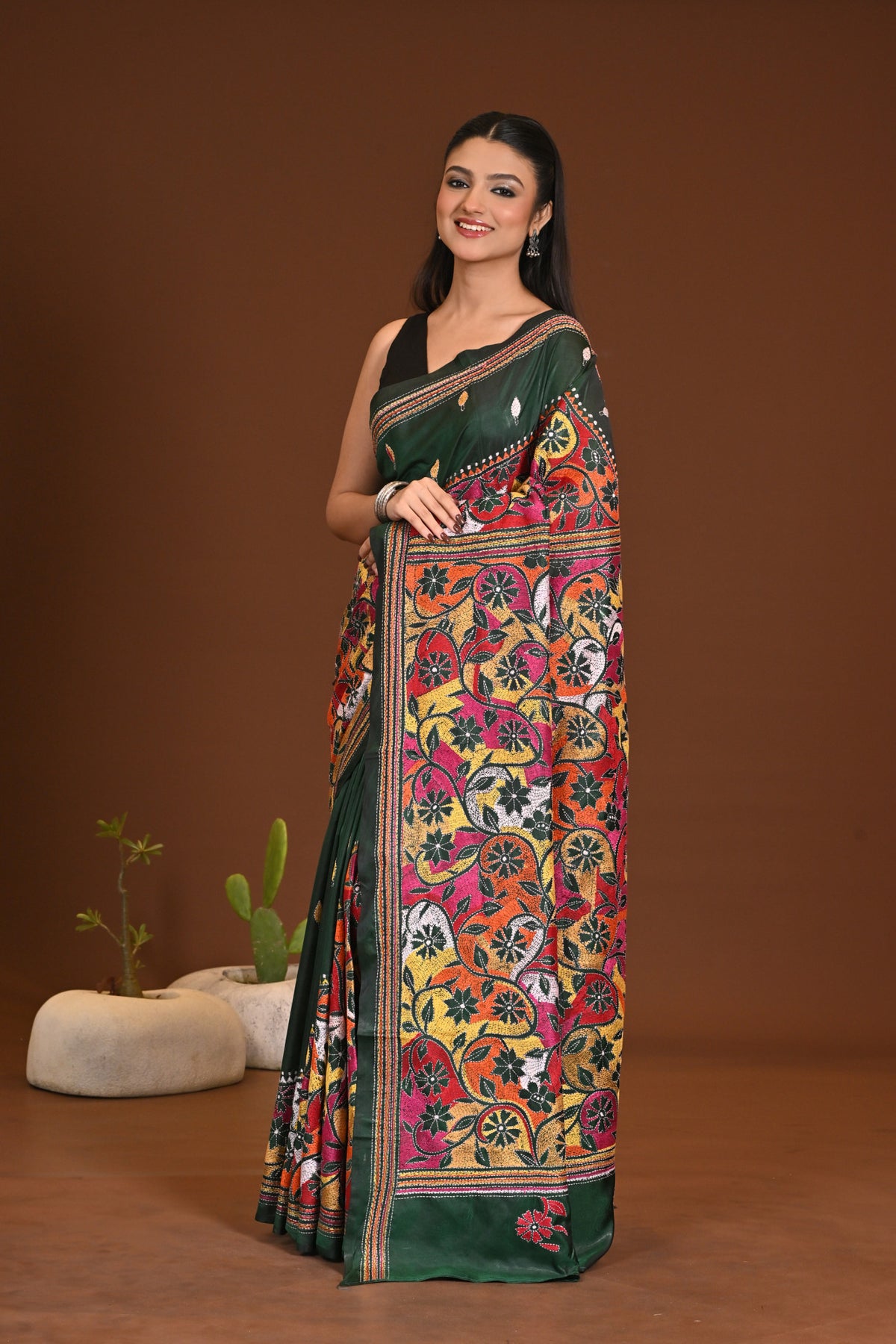 BLENDED SILK KANTHA SAREE