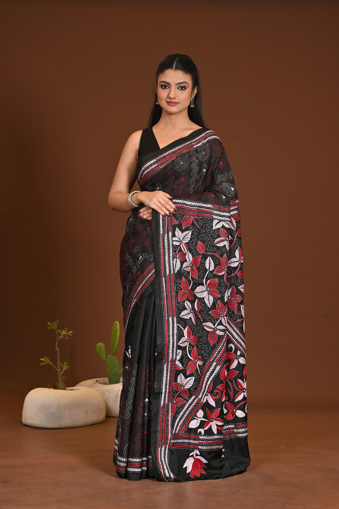 BLENDED SILK KANTHA SAREE