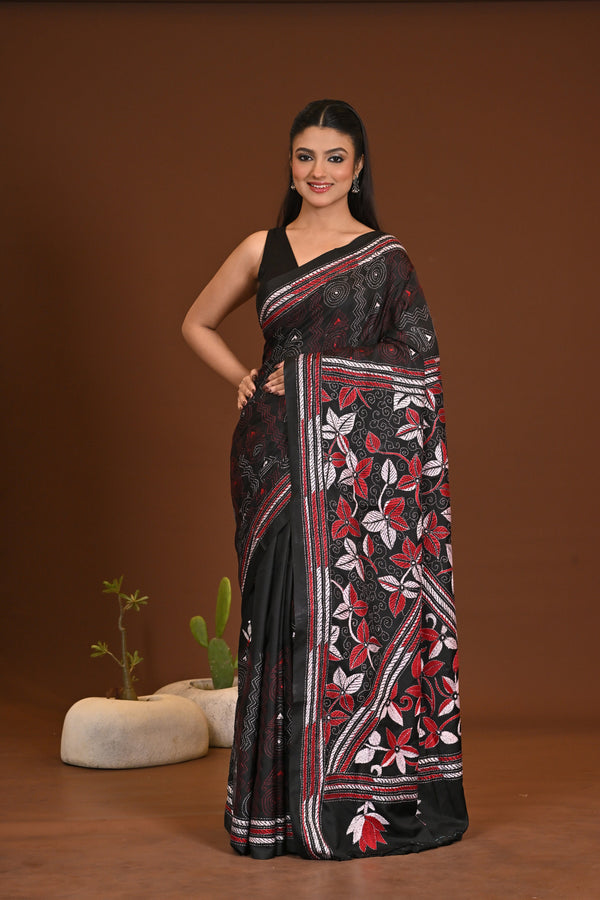 BLENDED SILK KANTHA SAREE