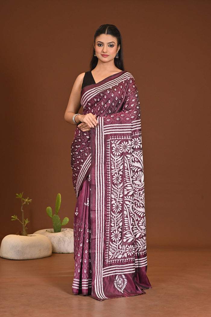BLENDED SILK KANTHA SAREE