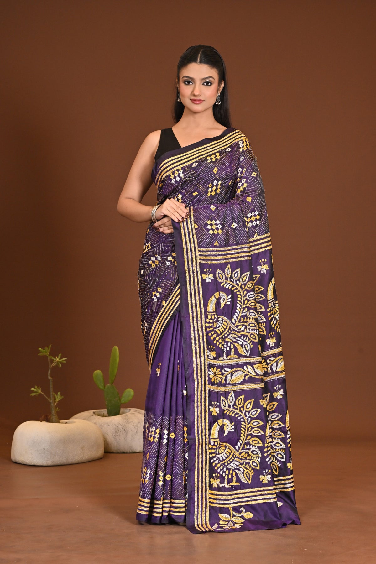 BLENDED SILK KANTHA SAREE