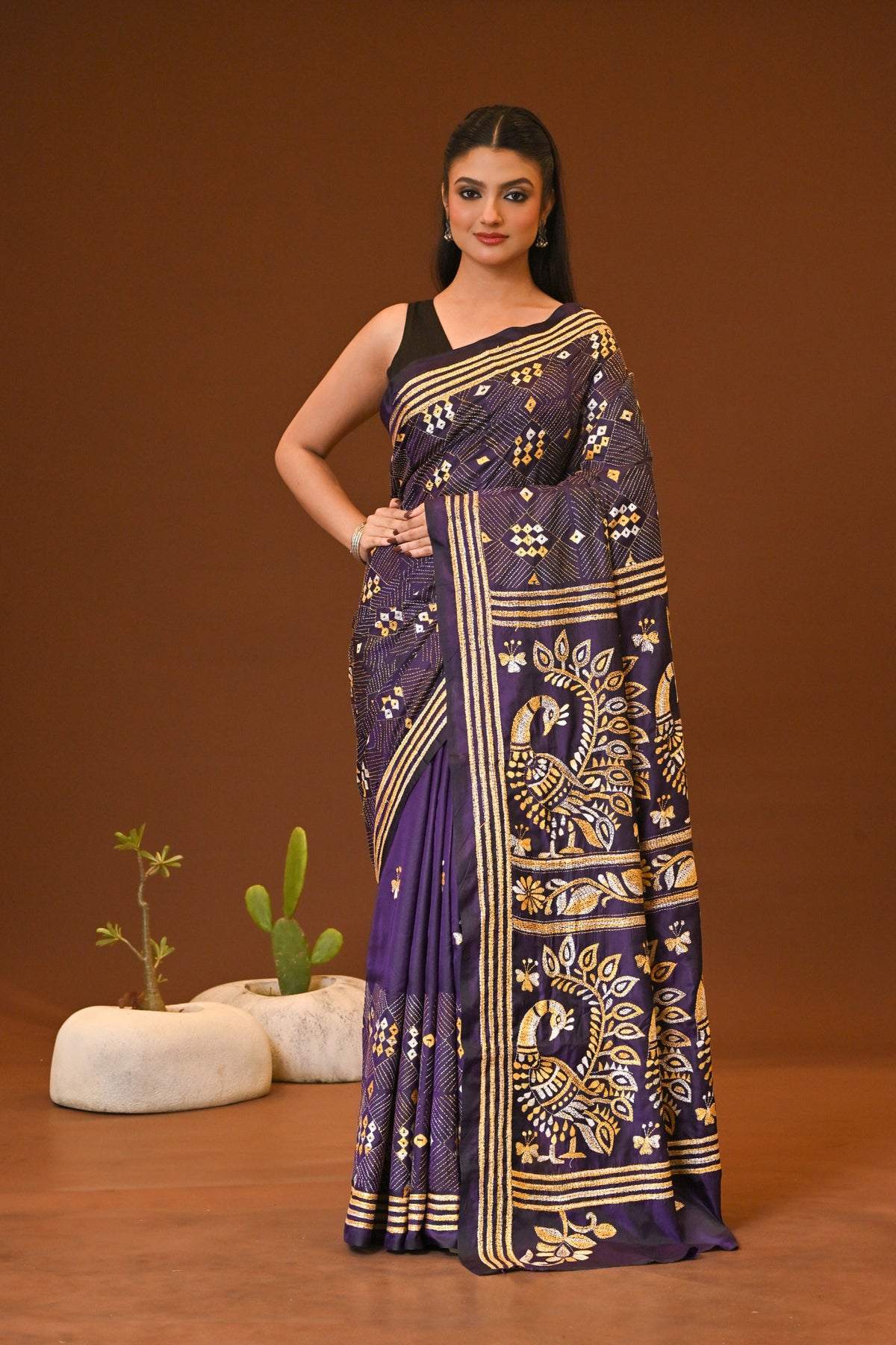 BLENDED SILK KANTHA SAREE