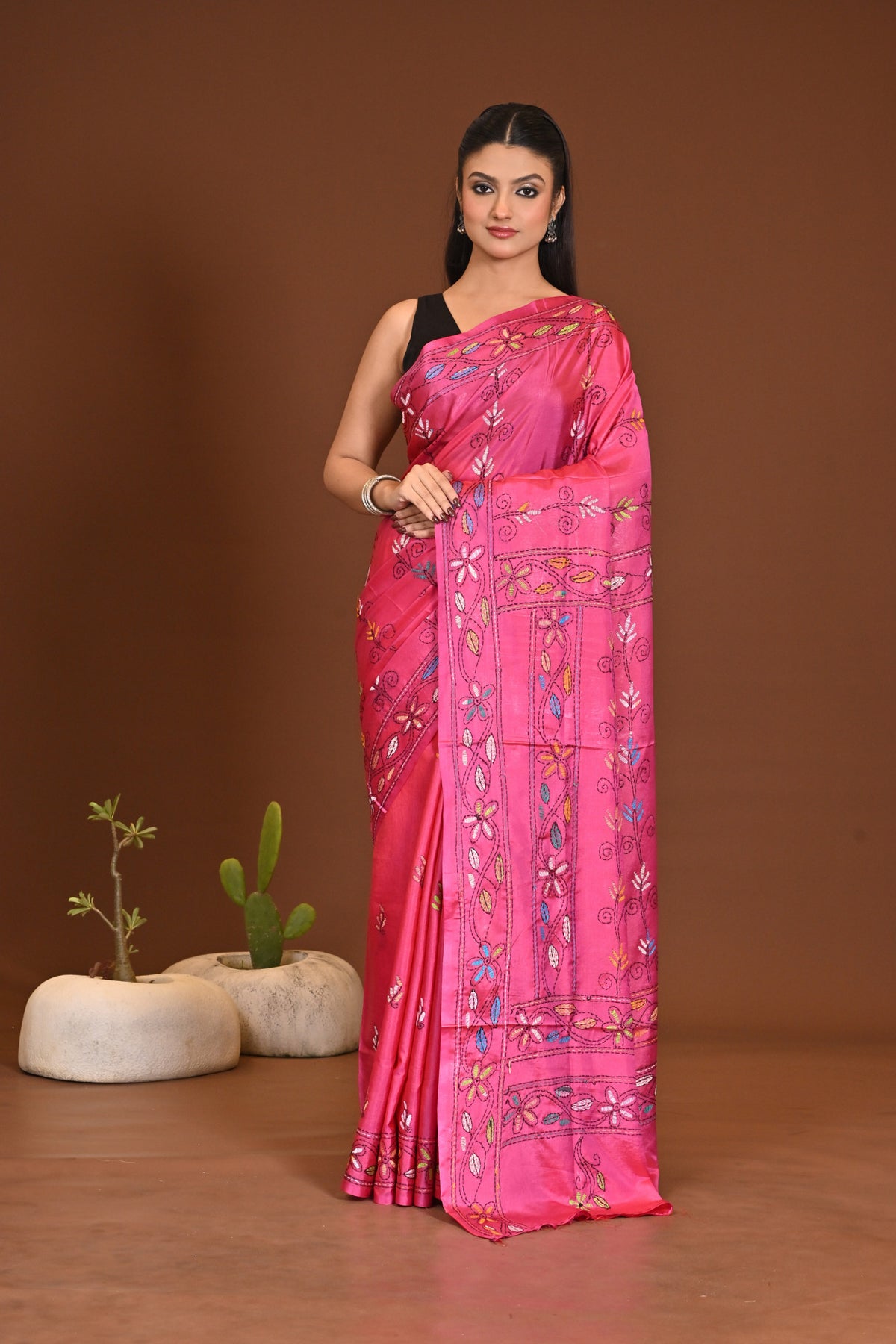 BLENDED SILK KANTHA SAREE