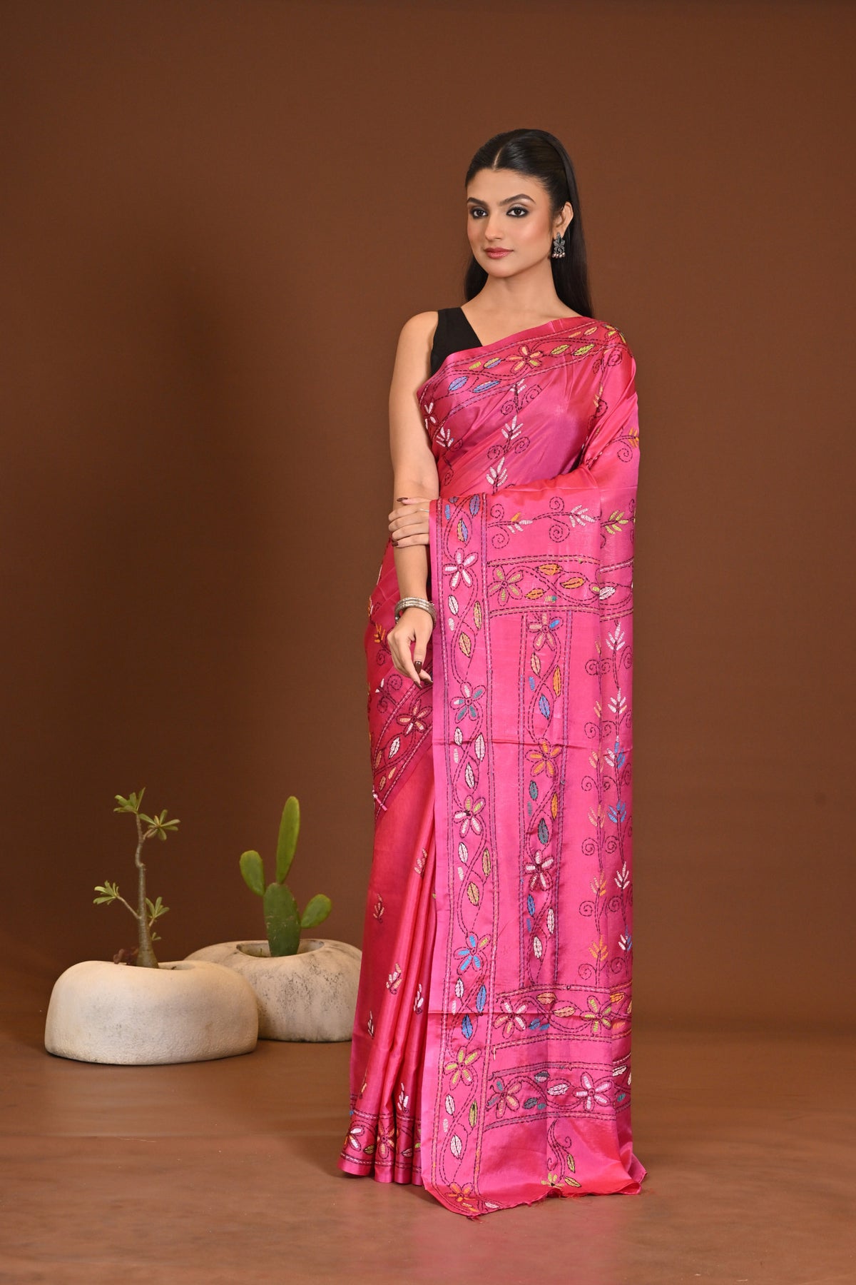 BLENDED SILK KANTHA SAREE
