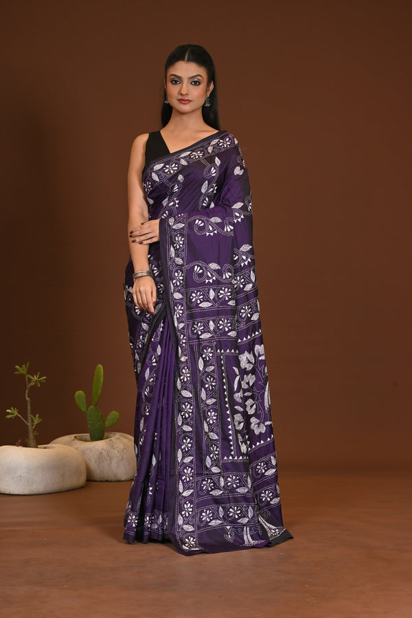 BLENDED SILK KANTHA SAREE