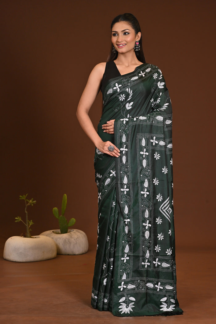 BLENDED SILK KANTHA SAREE
