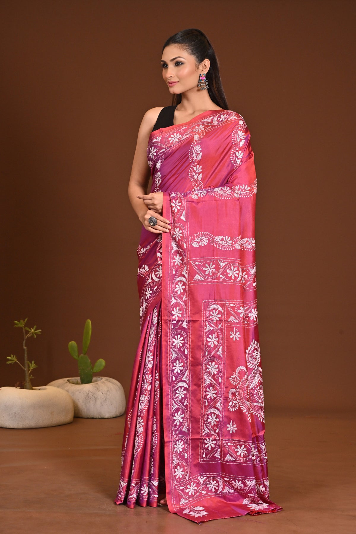 BLENDED SILK KANTHA SAREE