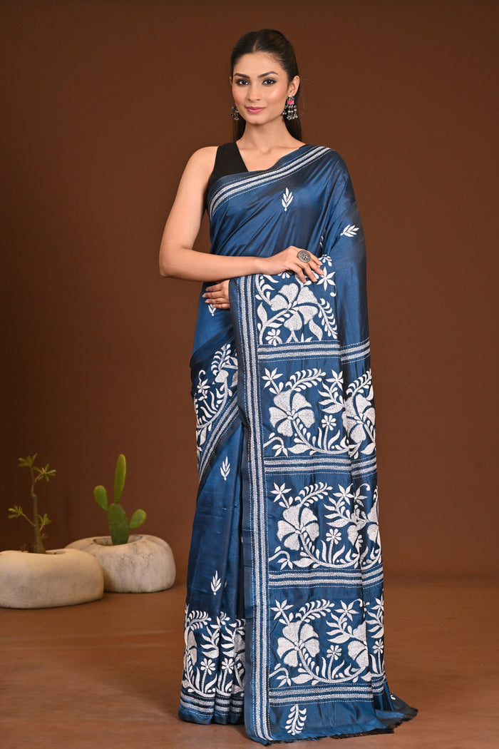 BLENDED SILK KANTHA SAREE