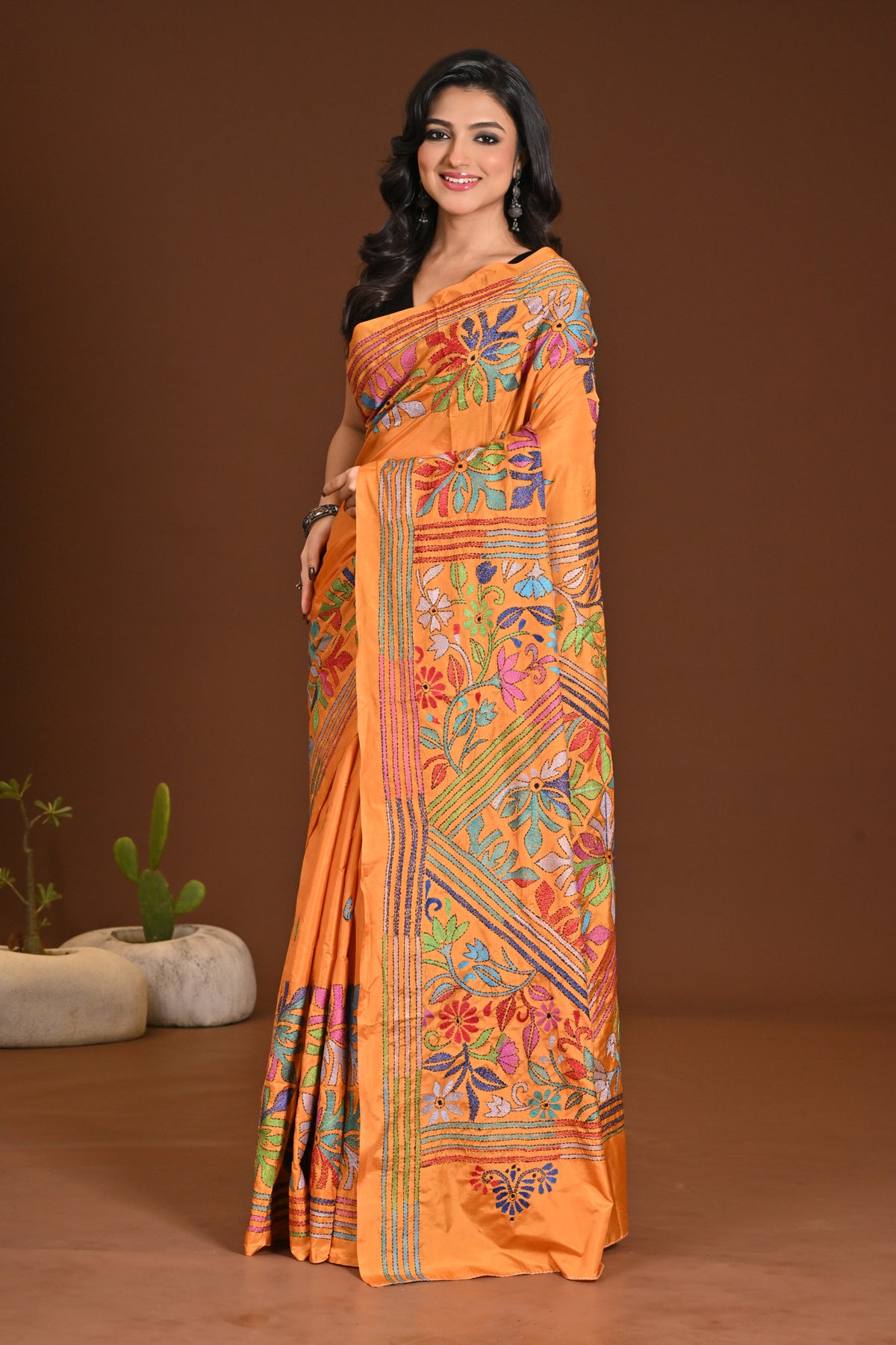 BLENDED SILK KANTHA SAREE