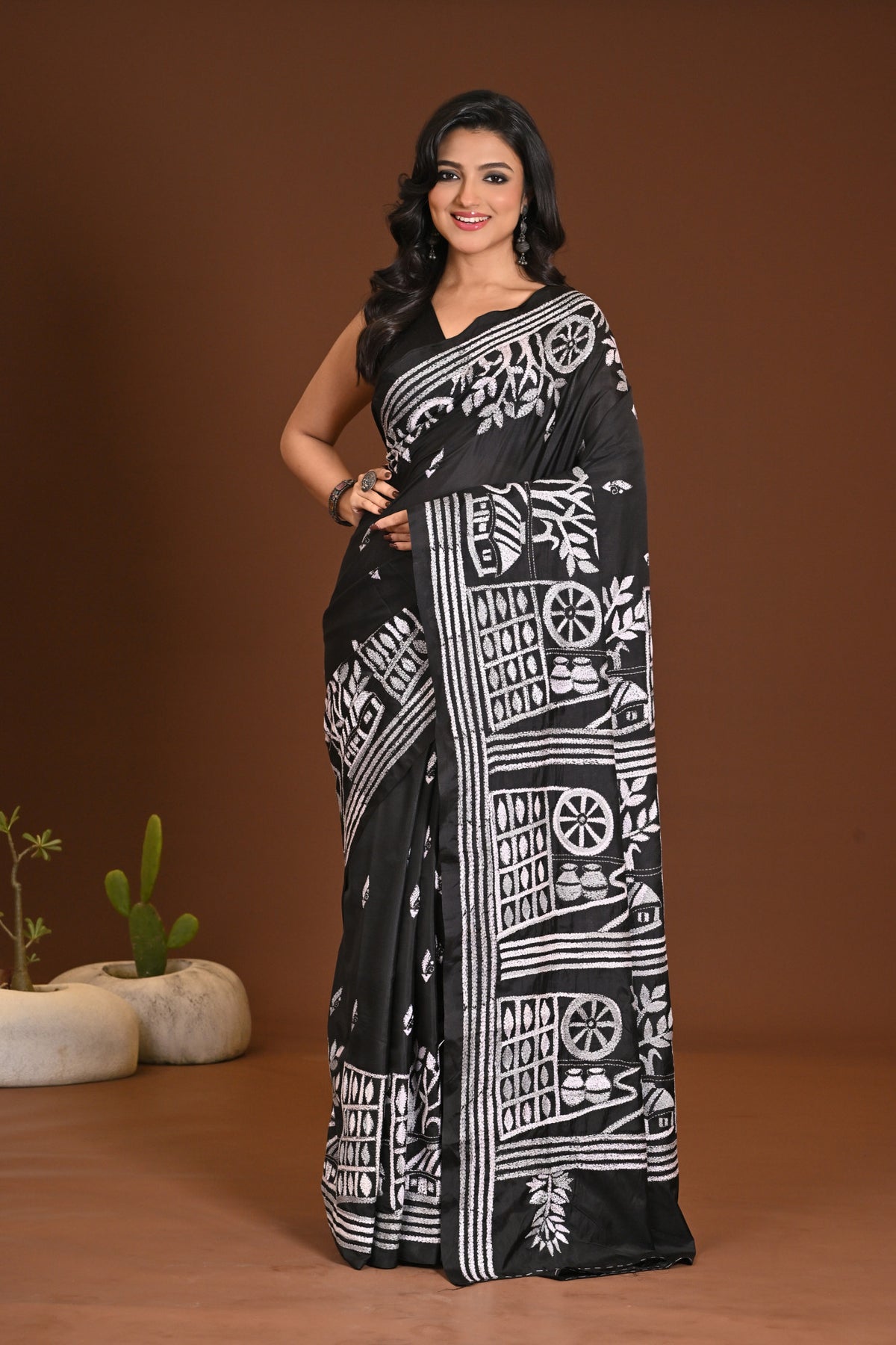 BLENDED SILK KANTHA SAREE