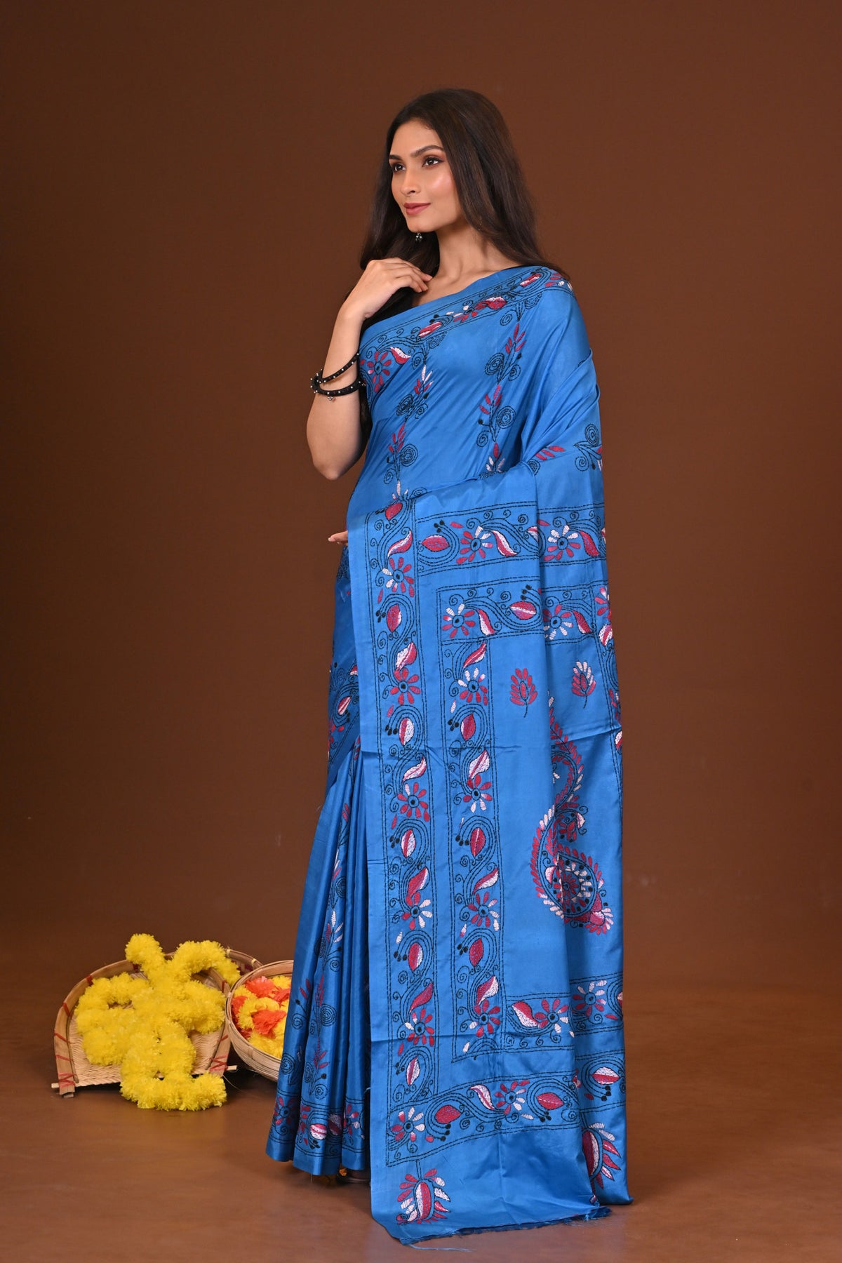 NEELAMBHA BLENDED SILK KANTHA SAREE