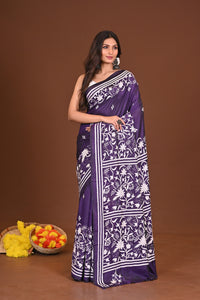 BRAHMABEENA BLENDED SILK KANTHA SAREE