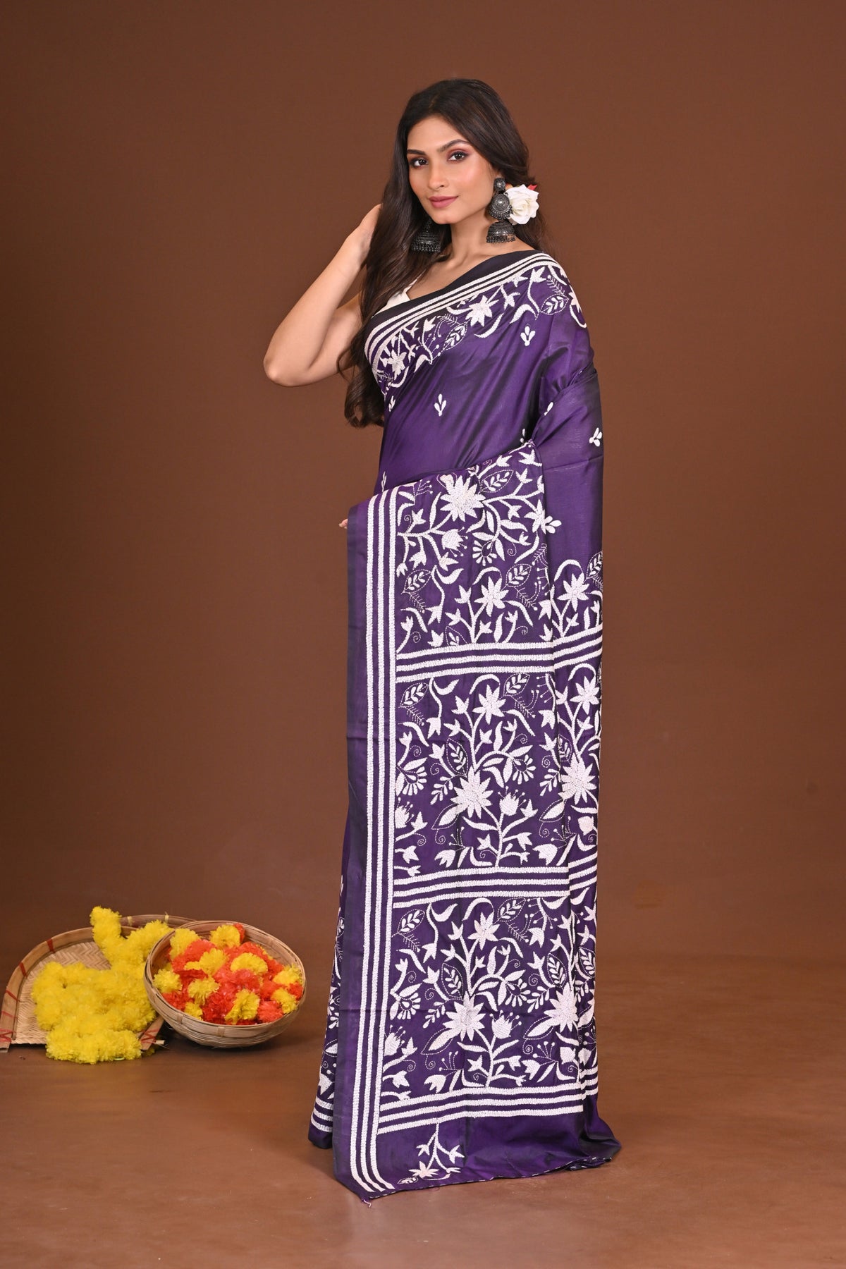 BRAHMABEENA BLENDED SILK KANTHA SAREE