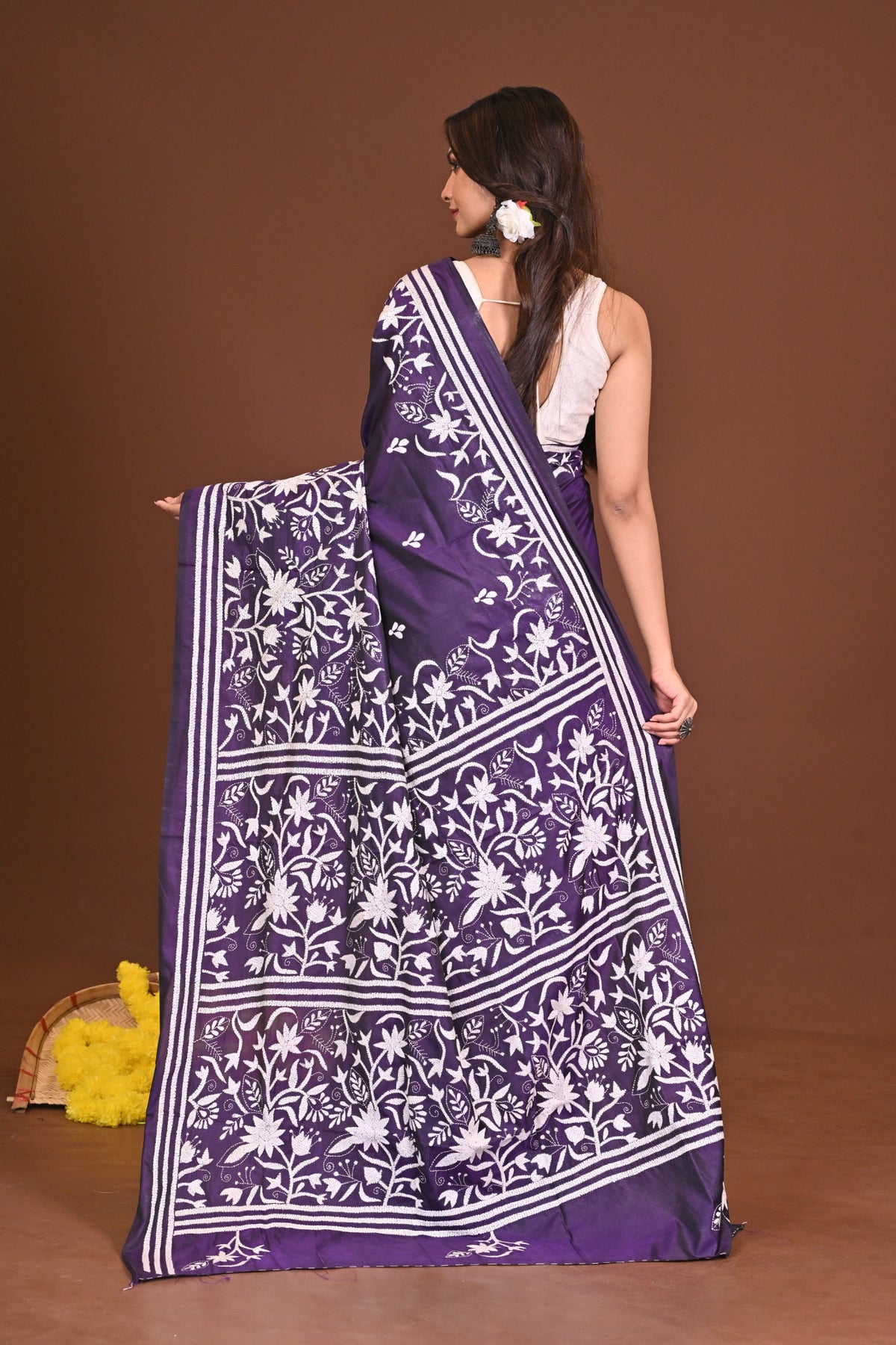 BRAHMABEENA BLENDED SILK KANTHA SAREE