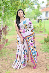LALITAMBIKA GHICHA DIY HAND PRINT NAKSHI KANTHA SAREE