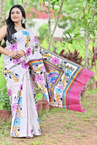 LALITAMBIKA GHICHA DIY HAND PRINT NAKSHI KANTHA SAREE