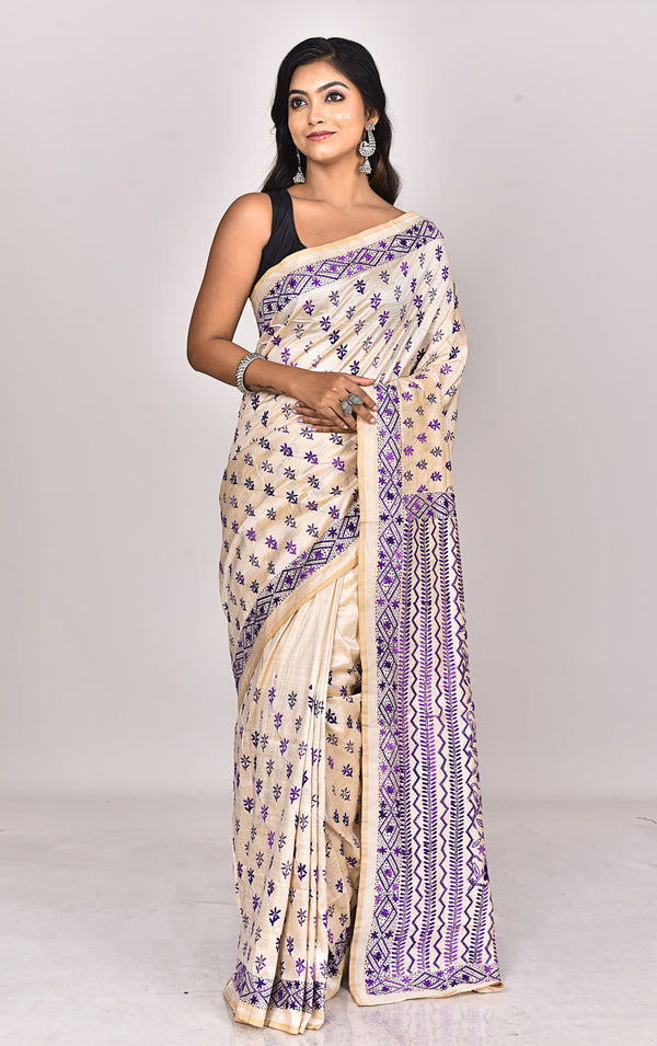 CHANDERI BLOCK FULKARI SAREE