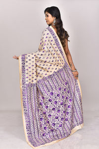 CHANDERI BLOCK FULKARI SAREE
