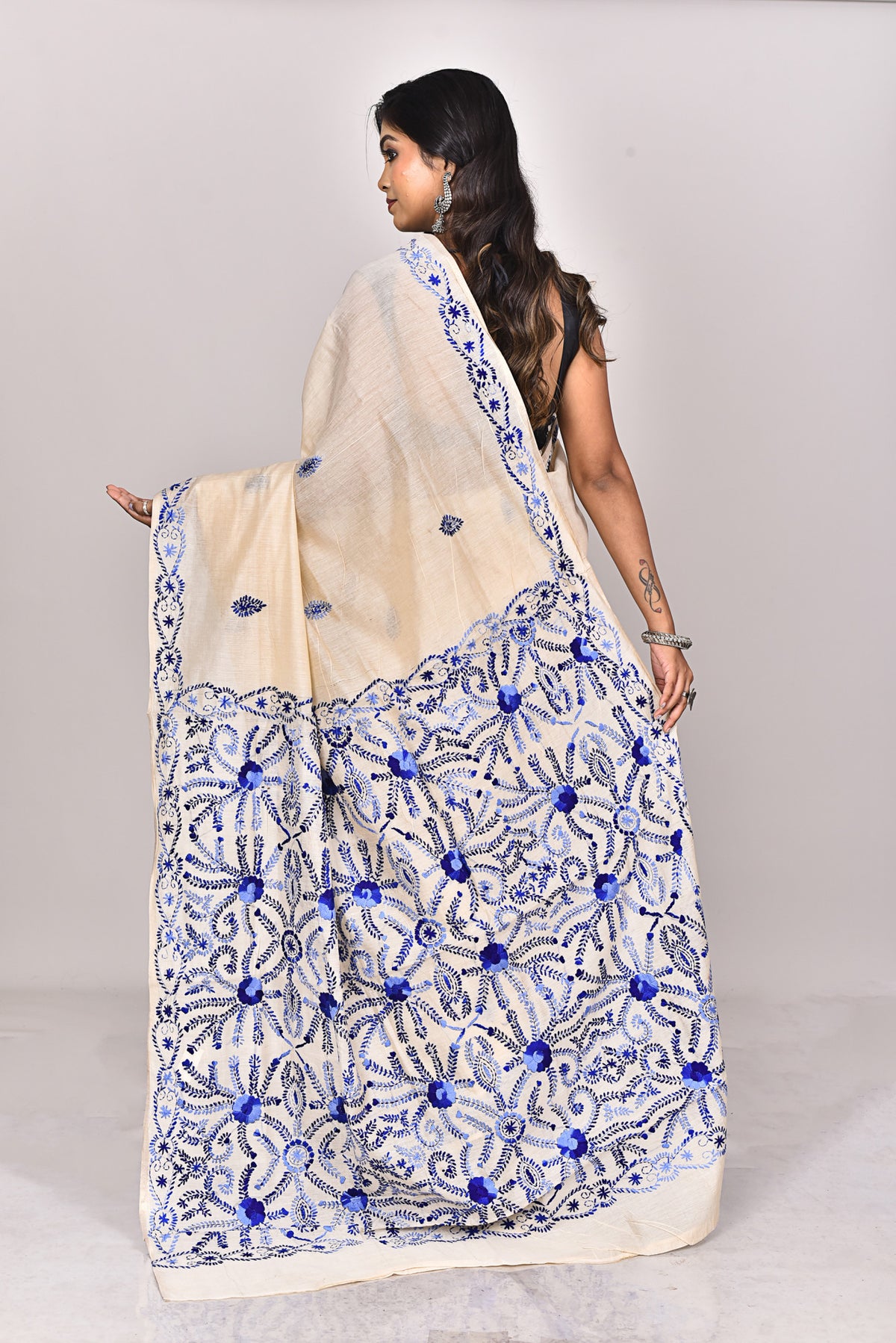 CHANDERI BLOCK FULKARI SAREE