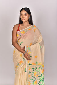 CHANDERI BLOCK FULKARI SAREE