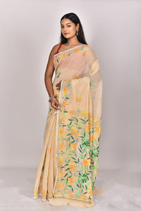 CHANDERI BLOCK FULKARI SAREE