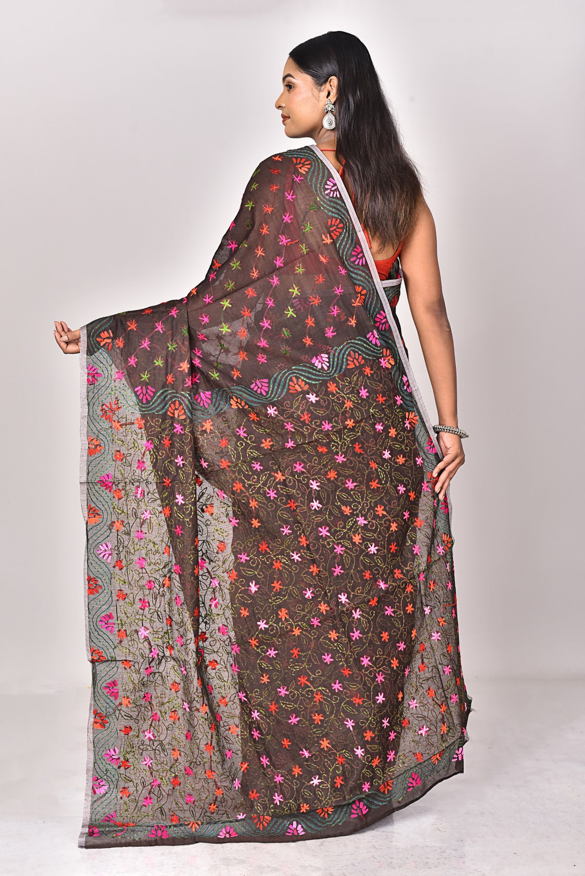 CHANDERI BLOCK FULKARI SAREE