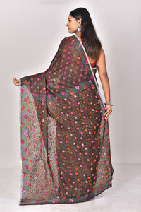 CHANDERI BLOCK FULKARI SAREE