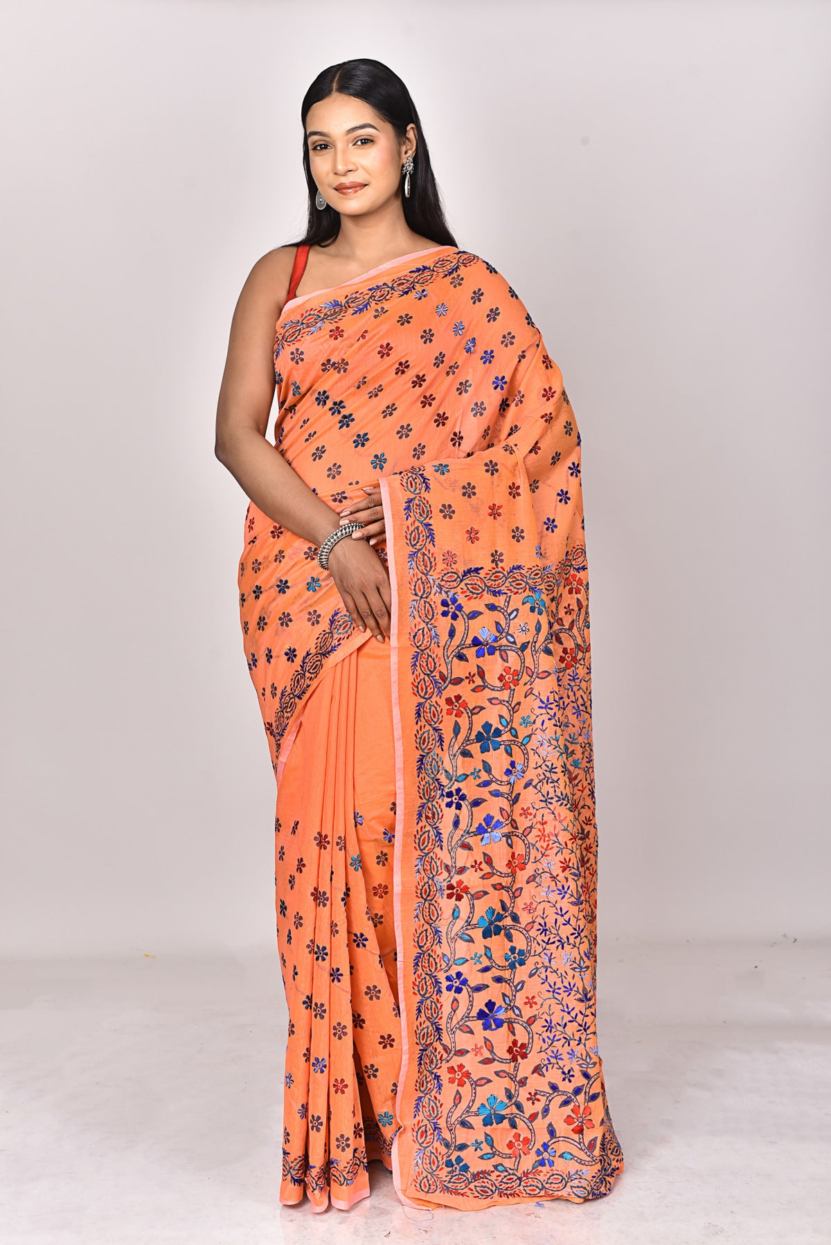 CHANDERI BLOCK FULKARI SAREE