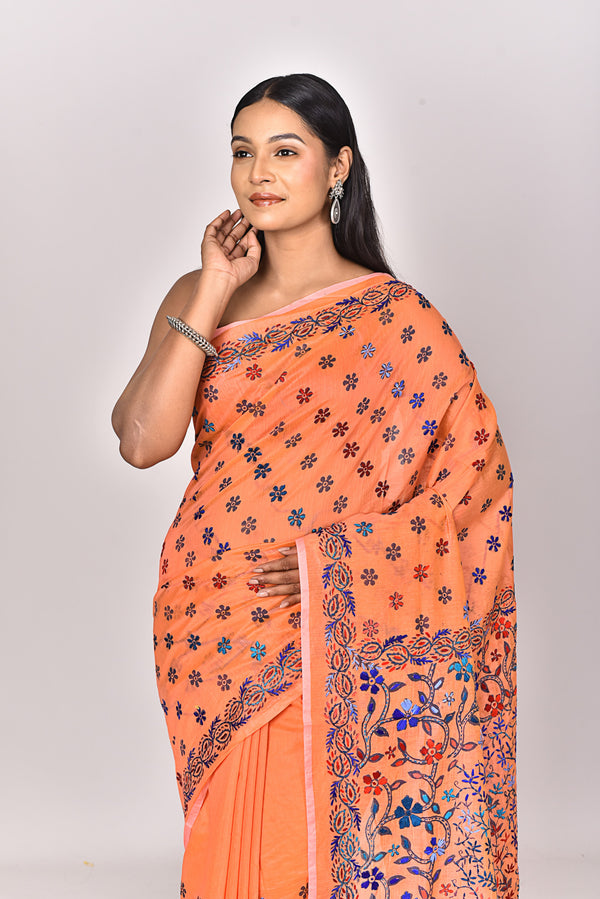 CHANDERI BLOCK FULKARI SAREE