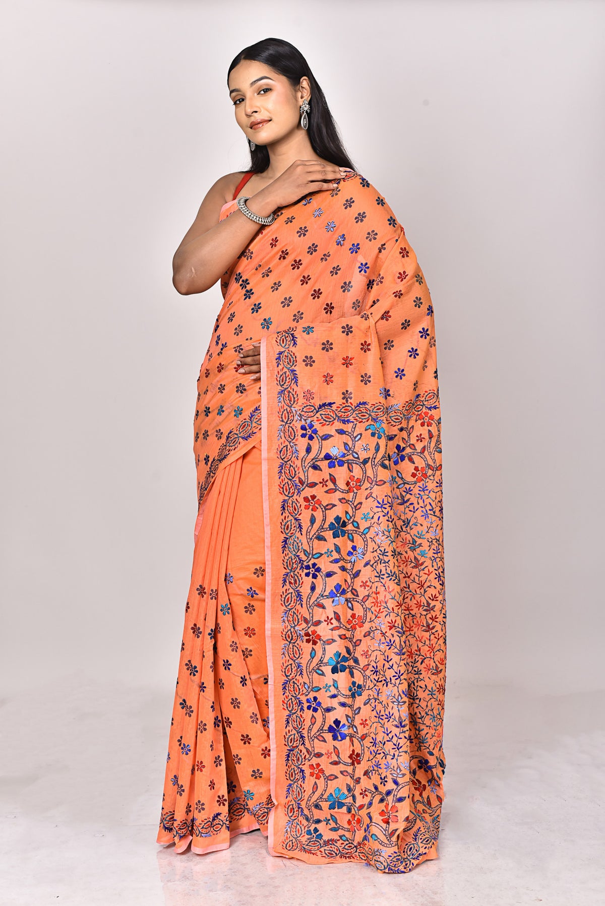 CHANDERI BLOCK FULKARI SAREE