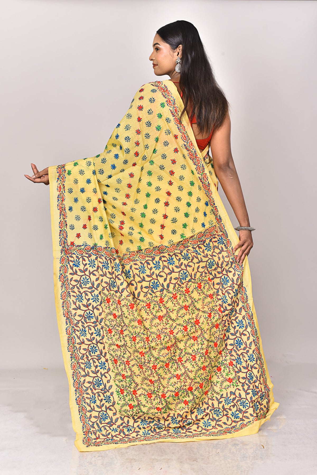 CHANDERI BLOCK FULKARI SAREE