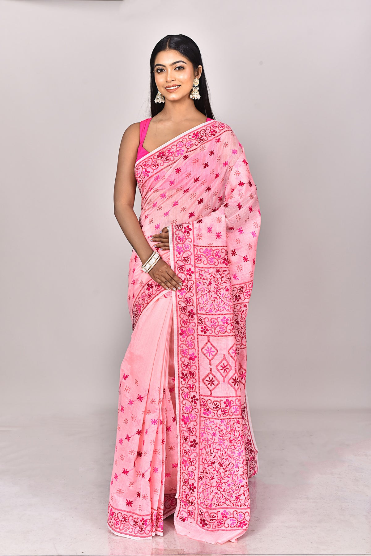CHANDERI BLOCK FULKARI SAREE