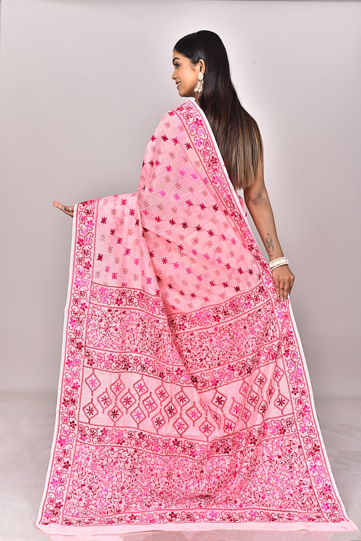 CHANDERI BLOCK FULKARI SAREE