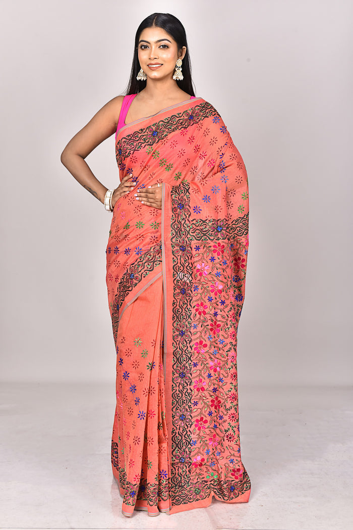 CHANDERI BLOCK FULKARI SAREE