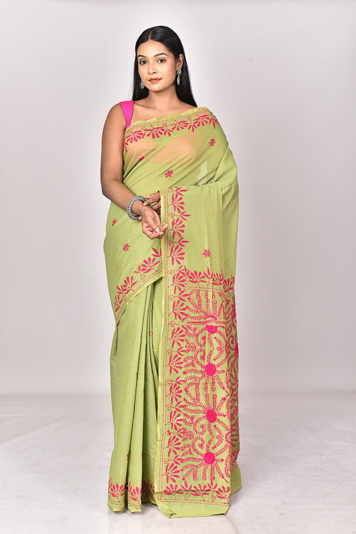 CHANDERI FULKARI COTTON SAREE