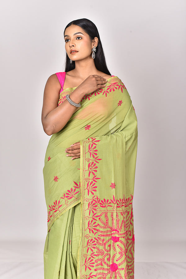 CHANDERI FULKARI COTTON SAREE