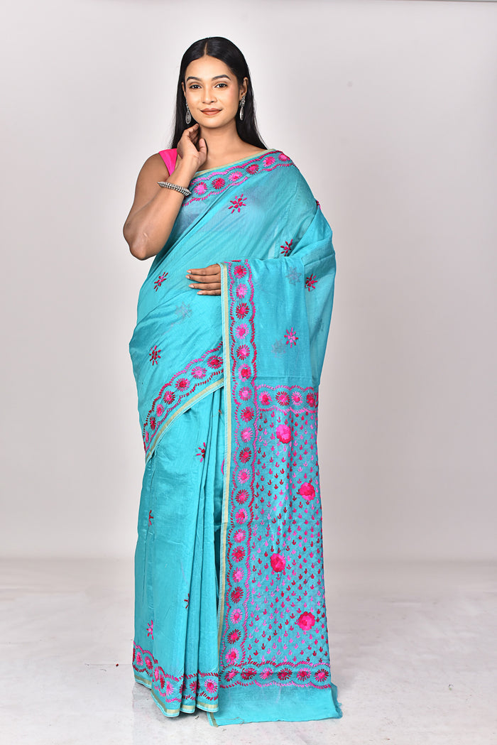 CHANDERI FULKARI COTTON SAREE