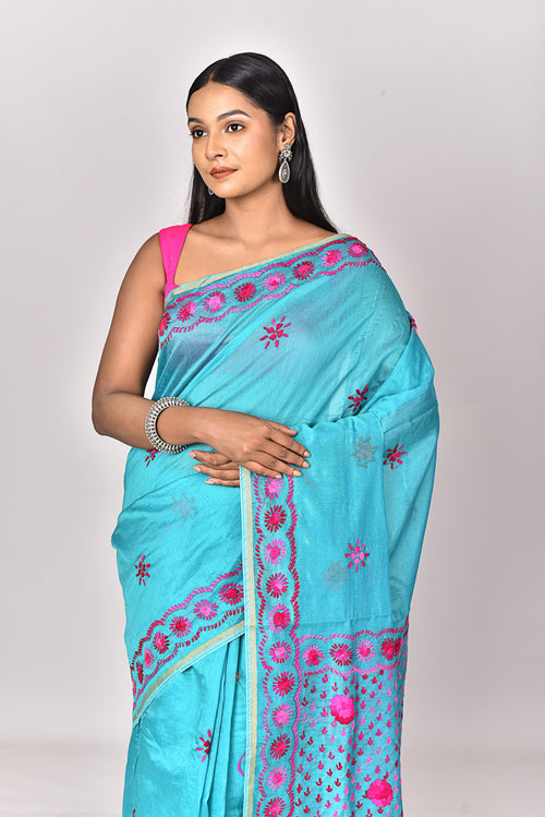 CHANDERI FULKARI COTTON SAREE
