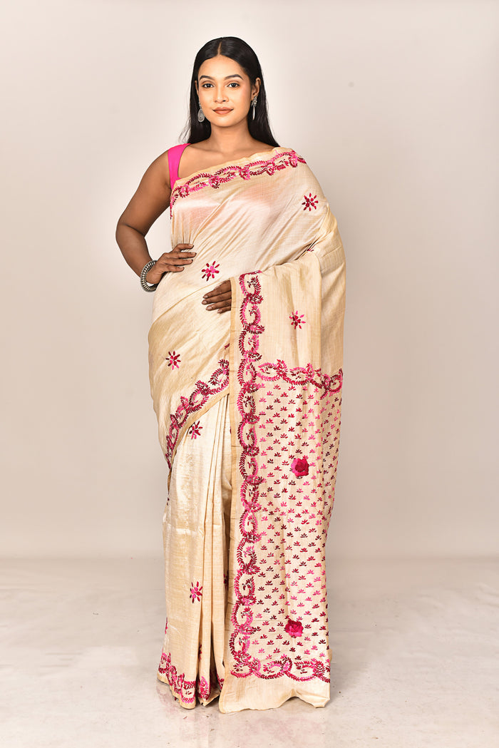 CHANDERI FULKARI COTTON SAREE